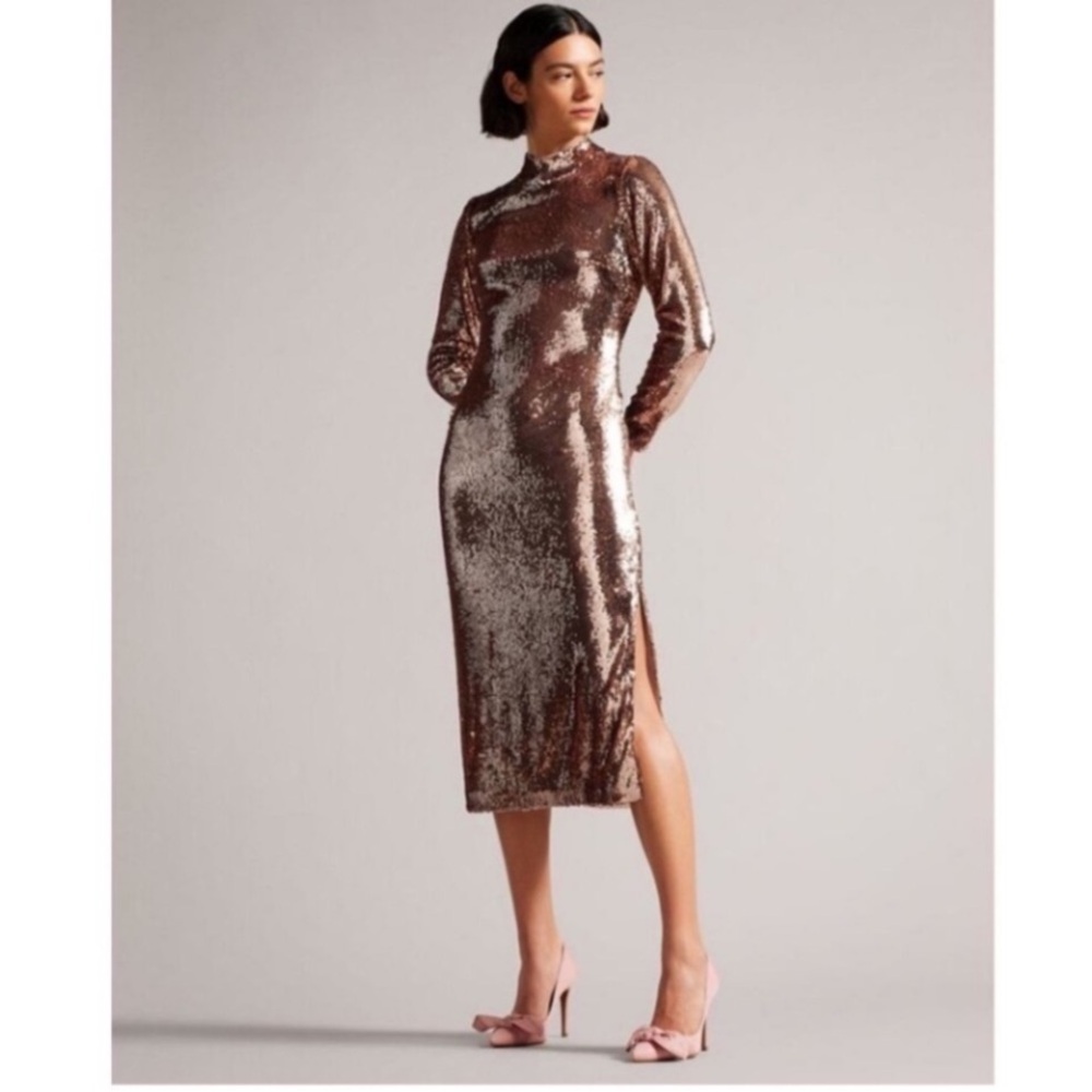 ⚡️NWT Ted Baker Brookly sequined Tube Dress with  Long Sleeves US 6 Or Ted 2